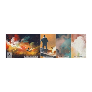 Vzor Fototapety Premium Canvas - Lodí galaxií - Abstrakce, Fantazie, Výlet - 100x30 cm