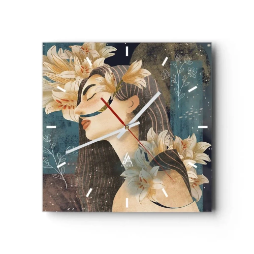 Nástěnné hodiny - Pohádka o princezně s liliemi - 30x30 cm