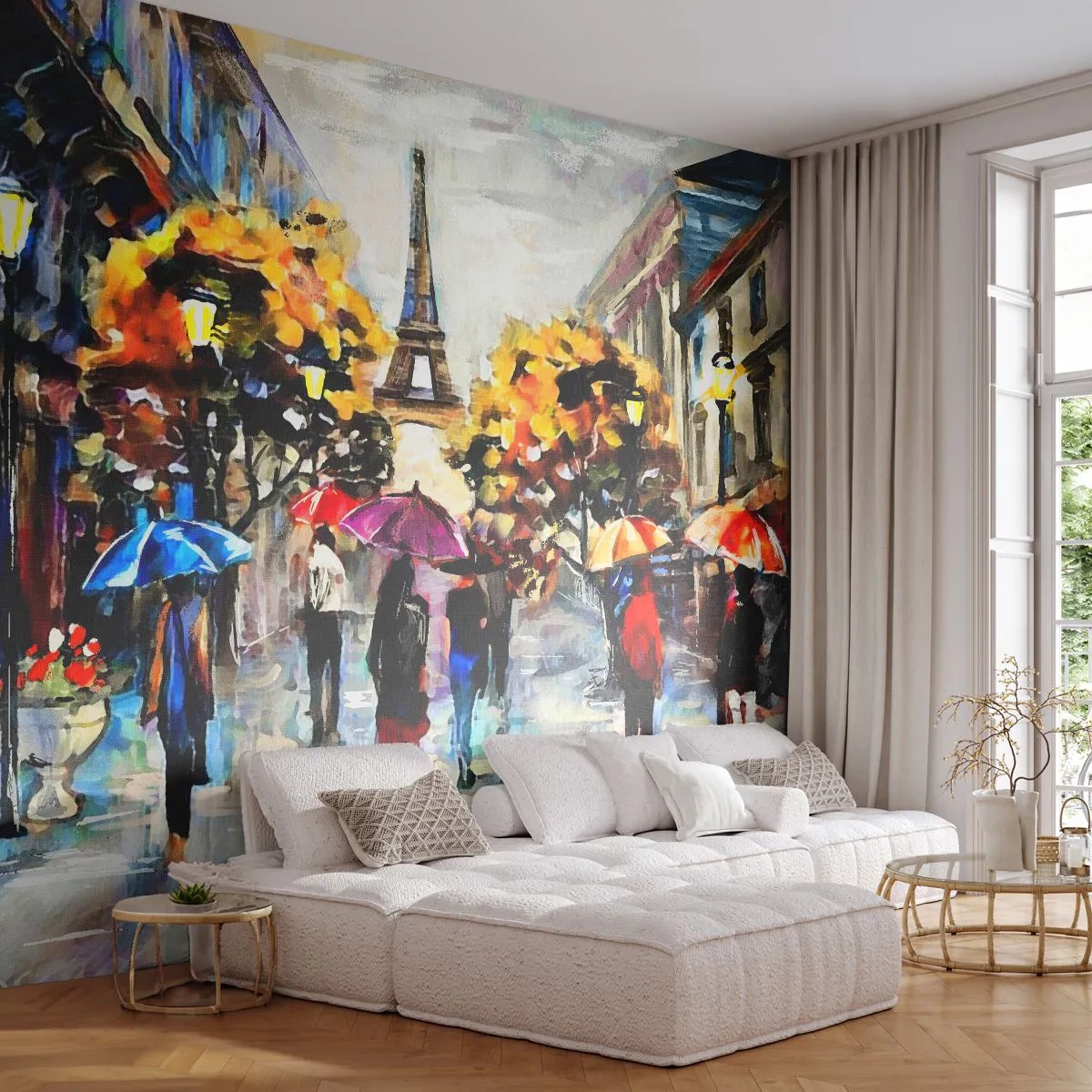 Fototapeta Samolepicí Deluxe Sticker - Na podzim zvlášť krásný - Město, Paříž, Eiffelova věž - 250x175 cm