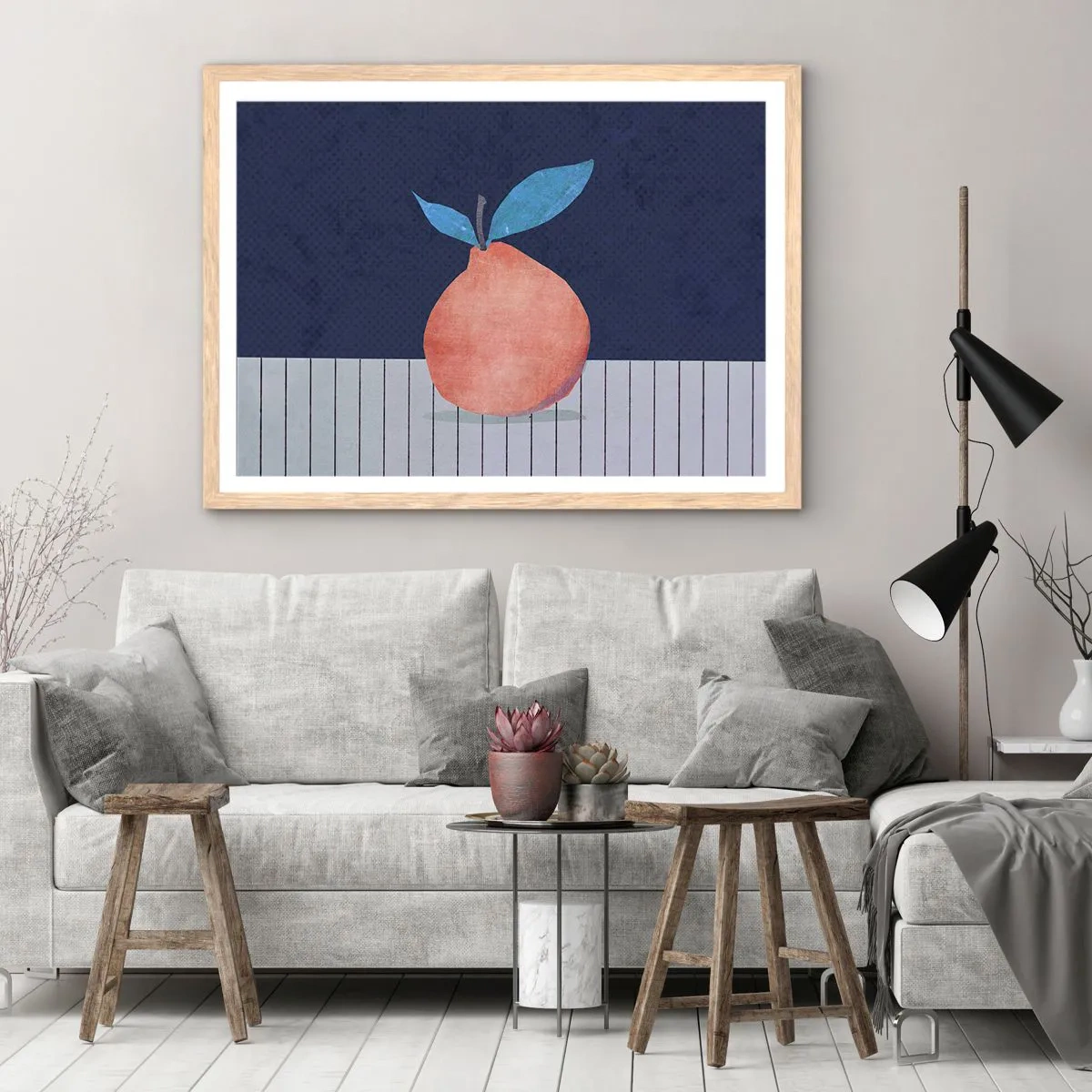 Plakát v rámu světlý dub - Konvexita a rovina - 100x70 cm