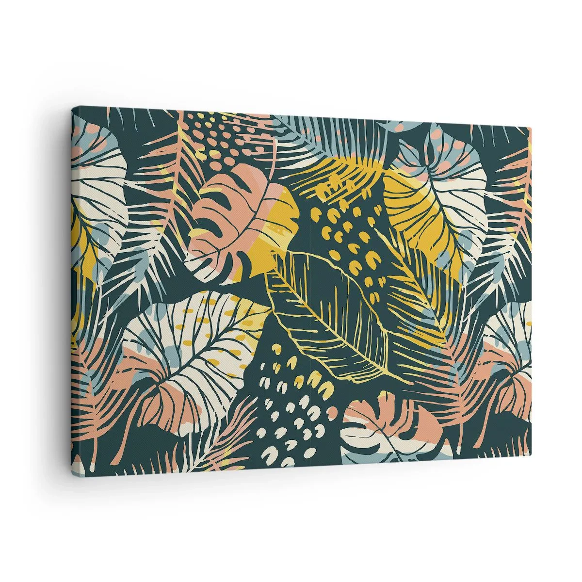Obraz na plátně - Barevné listí na tmavém pozadí - 70x50cm - Listová fantazie - Moderní nástěnná dekorace do obývacího pokoje a ložnice ARTTOR
