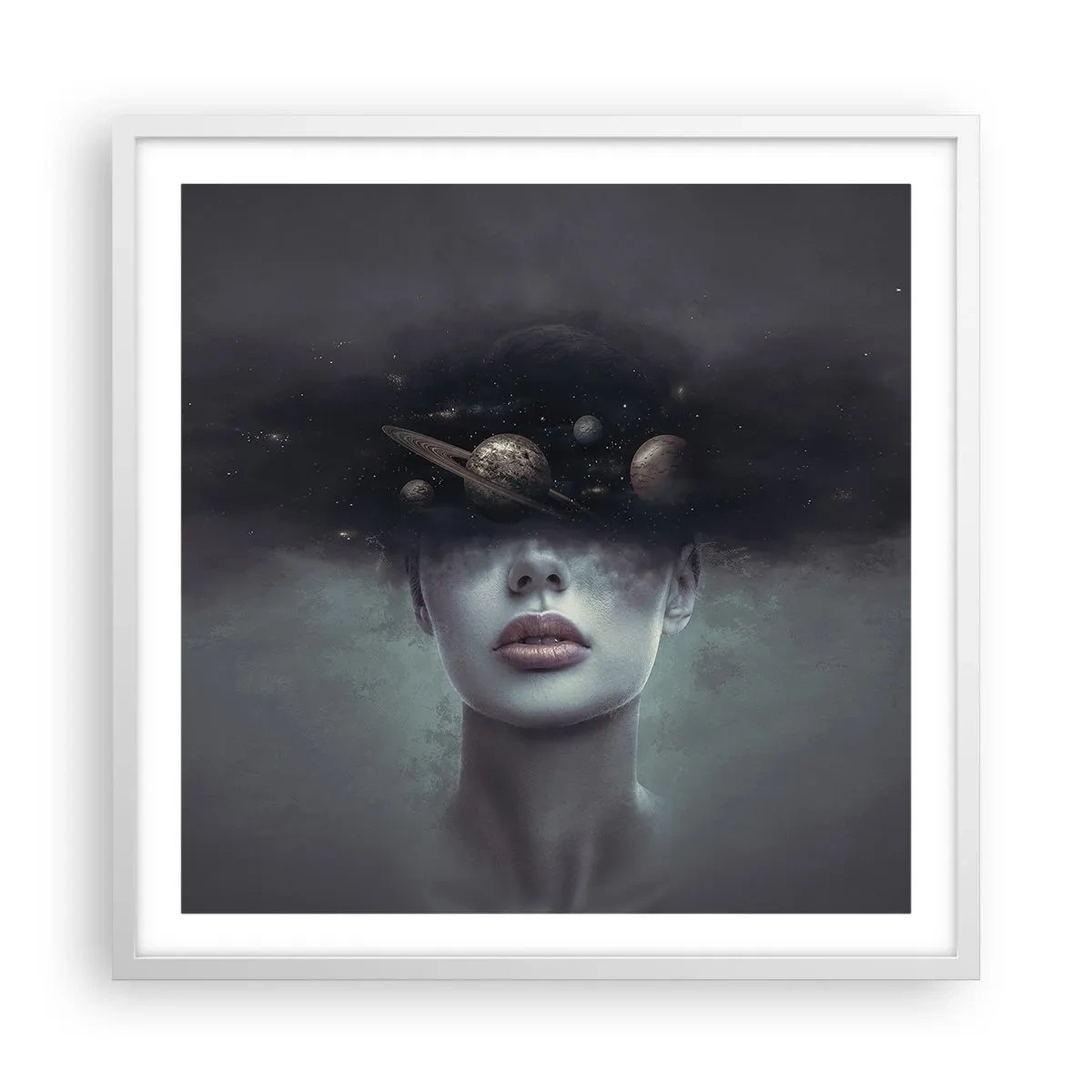 Plakát v bílém rámu - A planety… - 60x60 cm