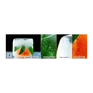 Fototapeta Vzorek Standard Eco - Svěžest a osvěžení - Kostka ledu, oranžový, List máty - 100x30 cm