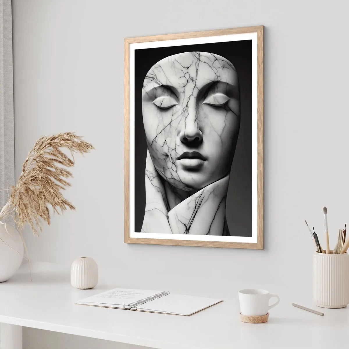 Plakát v rámu světlý dub - Mramorové tvary - 61x91 cm