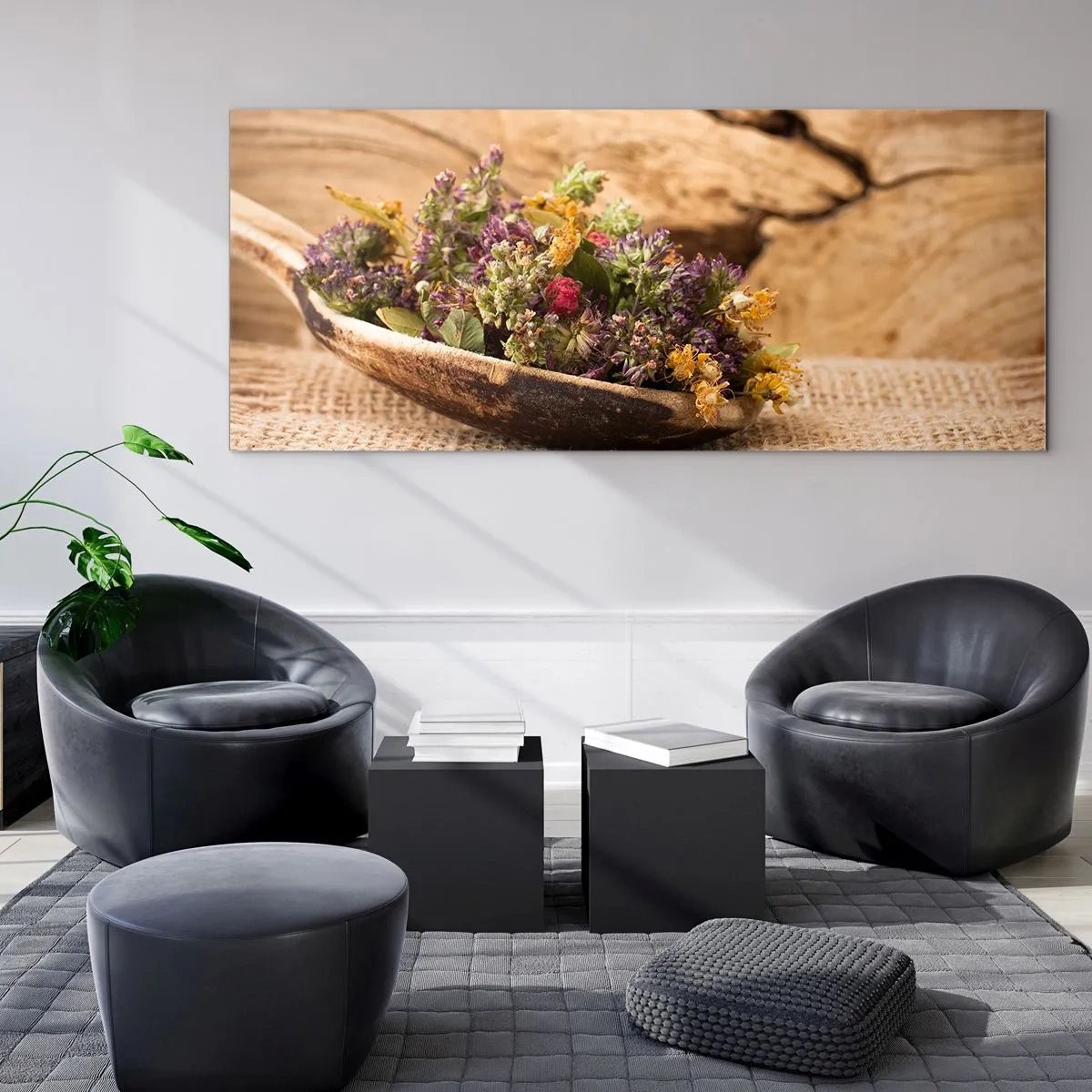 Obraz na skle - Barevné kvítí a voňavé bylinky - 120x50 cm