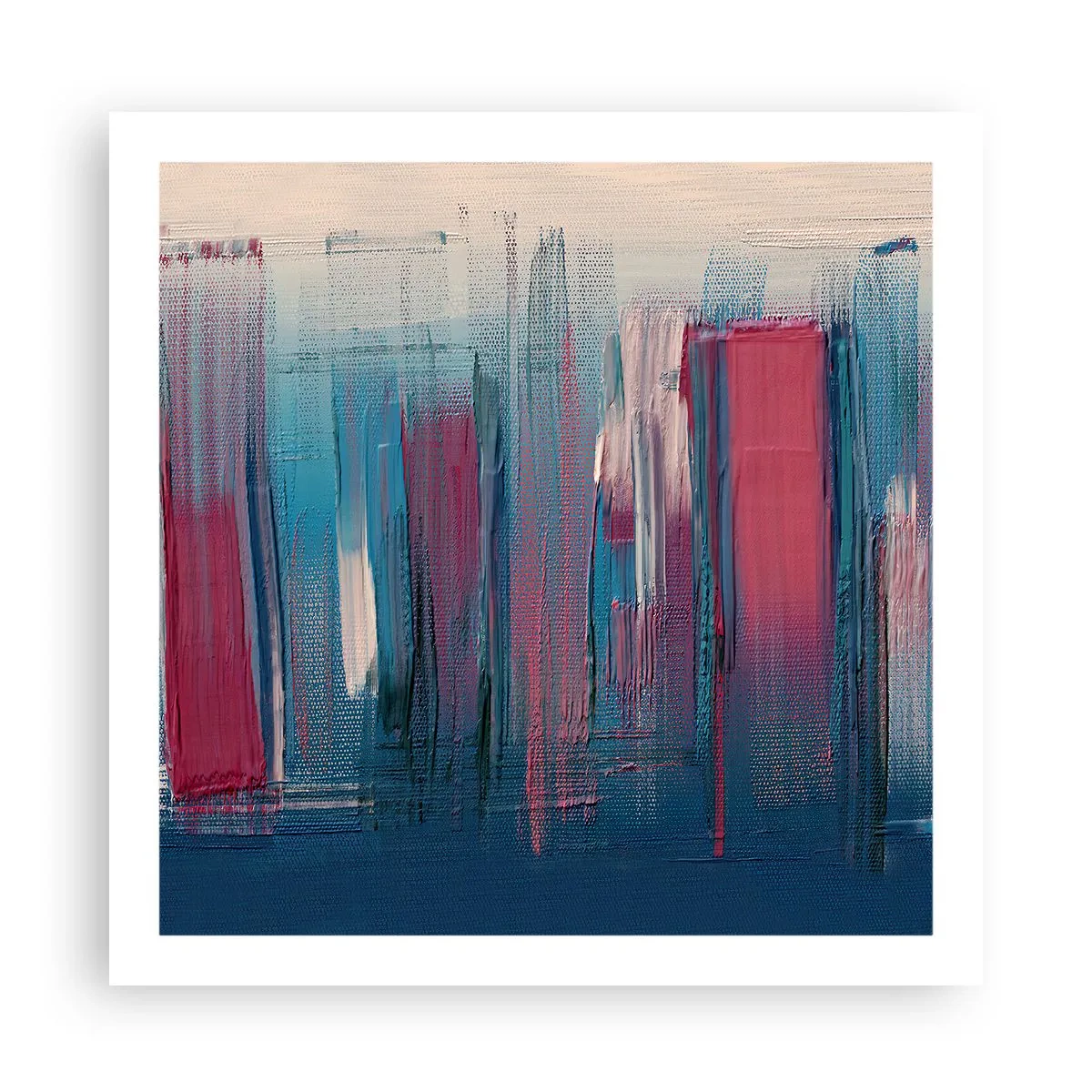 Plakát - Vertikální kompozice v modré a červené - 60x60 cm