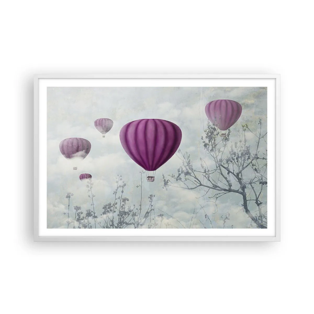 Plakát v bílém rámu - Jako lodě na obloze - 91x61 cm