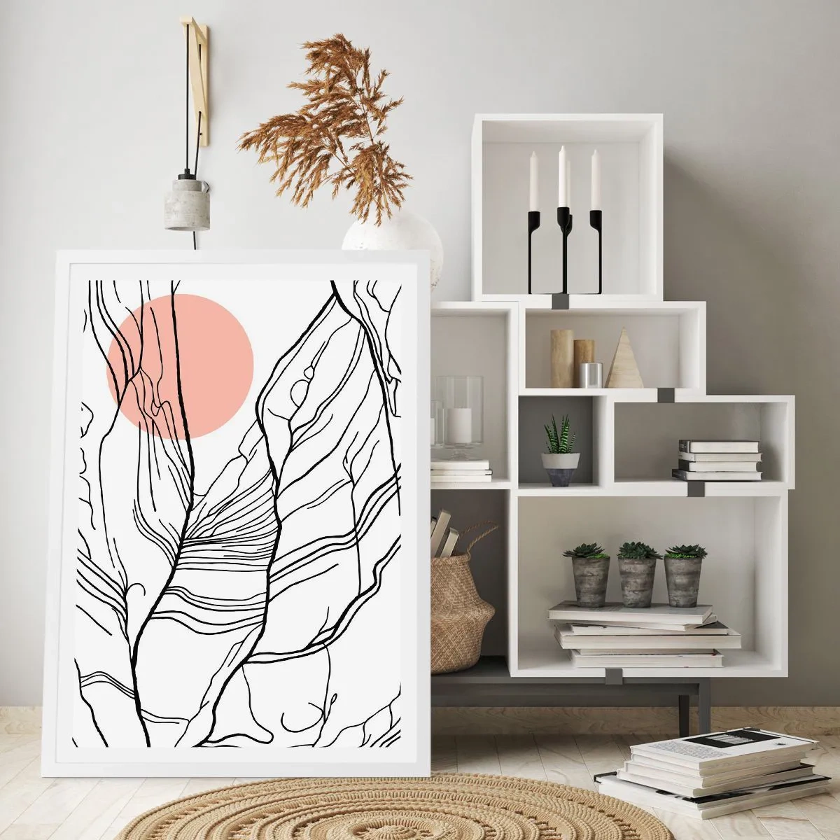 Plakát v bílém rámu - V síti větviček - 30x40 cm