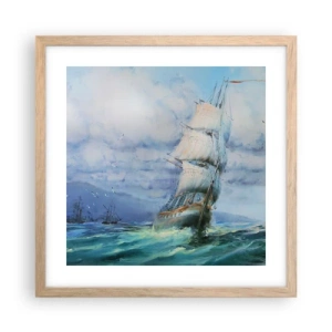 Plakát v rámu světlý dub - Šťastnou cestu - 40x40 cm