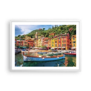 Plakát v bílém rámu - Italské dopoledne - 70x50 cm