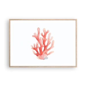 Plakát v rámu světlý dub - Korálový korál - 100x70 cm