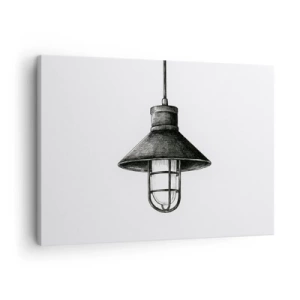 Obraz na plátně - Kresba retro závěsné lampy na bílém pozadí - 70x50cm - Jako před lety… - Moderní nástěnná dekorace do obývacího pokoje a ložnice ARTTOR