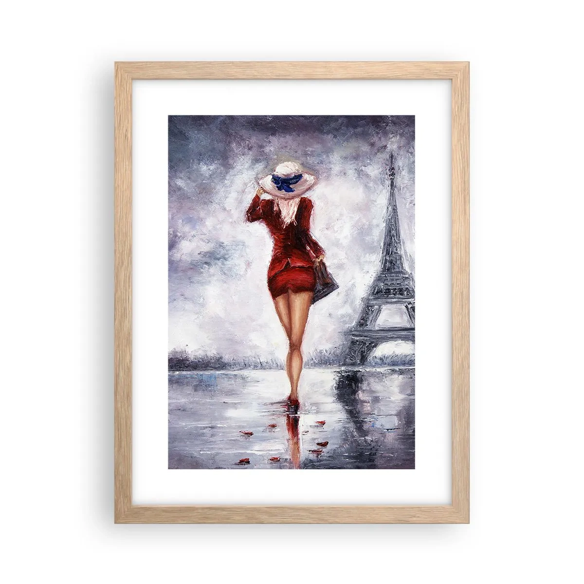 Plakát v rámu světlý dub - Pařížské symboly - 30x40 cm