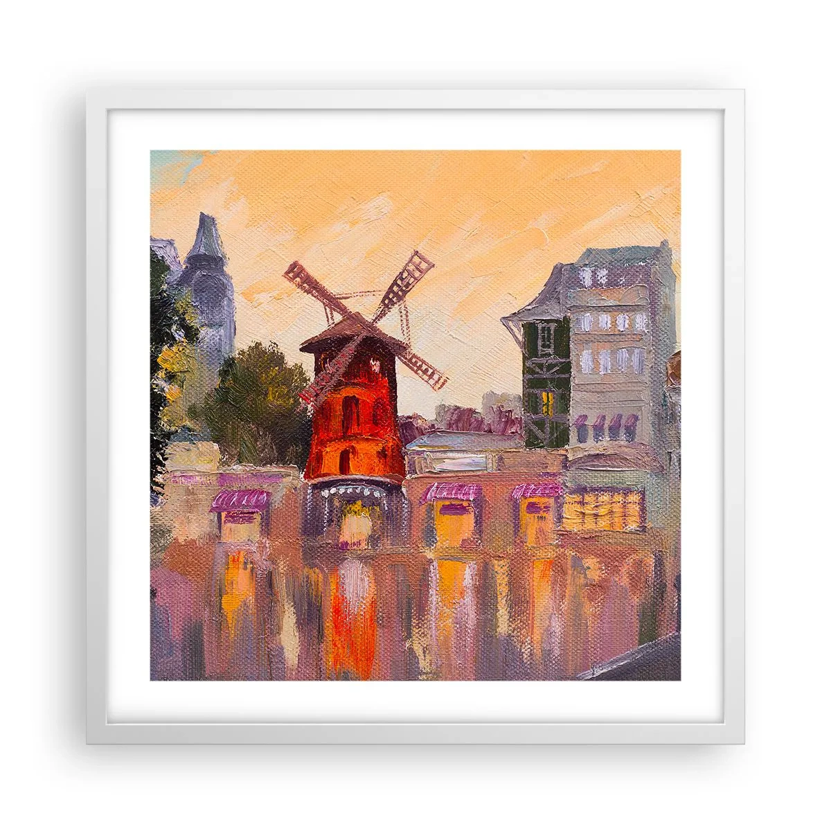 Plakát v bílém rámu - Pařížské ikony – Moulin Rouge - 50x50 cm