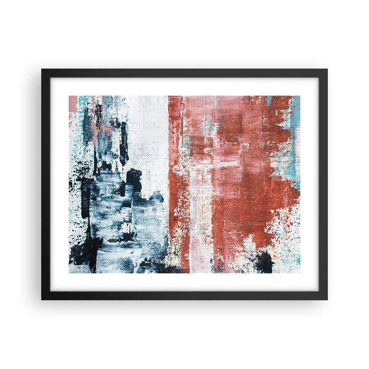 Plakát v černém rámu - Abstraktní půl na půl - 50x40 cm