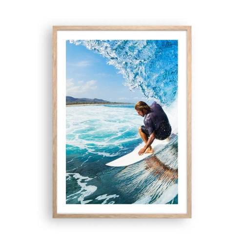 Plakát v rámu světlý dub - Tančící s vlnami - 50x70 cm
