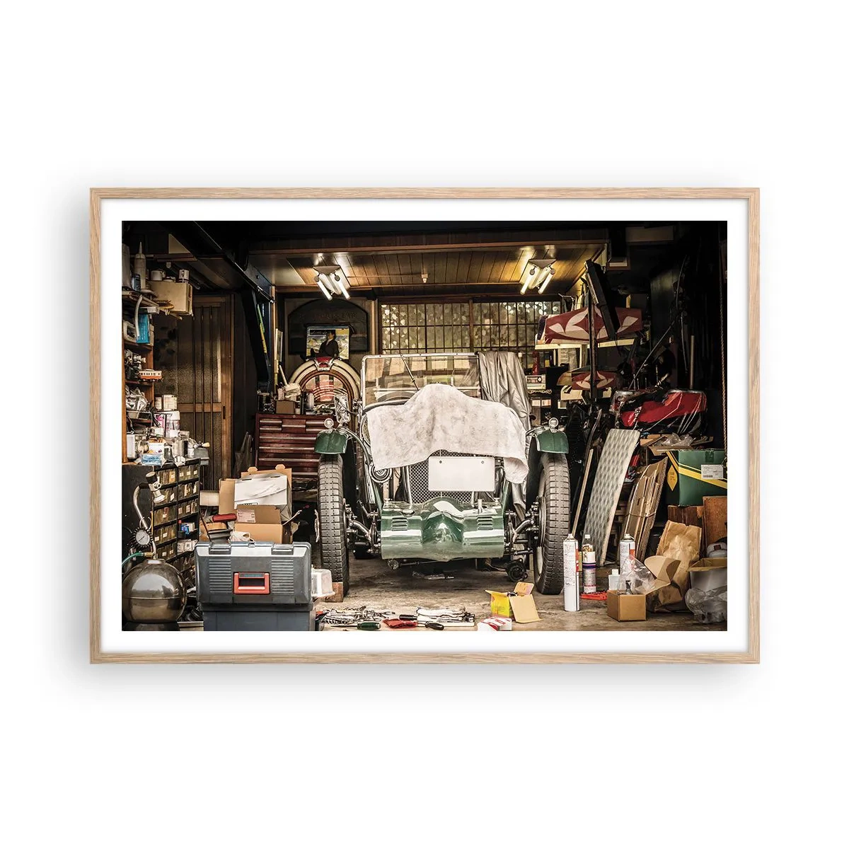 Plakát v rámu světlý dub - Zpět do minulosti - 100x70 cm