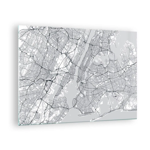 Obraz na skle - Mapa ulic a čtvrtí velkých měst v monochromatickém provedení - 70x50cm - Anatomie metropole - Moderní nástěnná dekorace do obývacího pokoje a ložnice ARTTOR