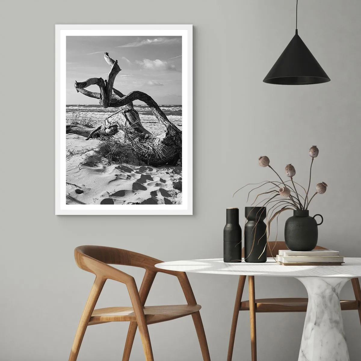 Plakát v bílém rámu - Mořská socha - 70x100 cm