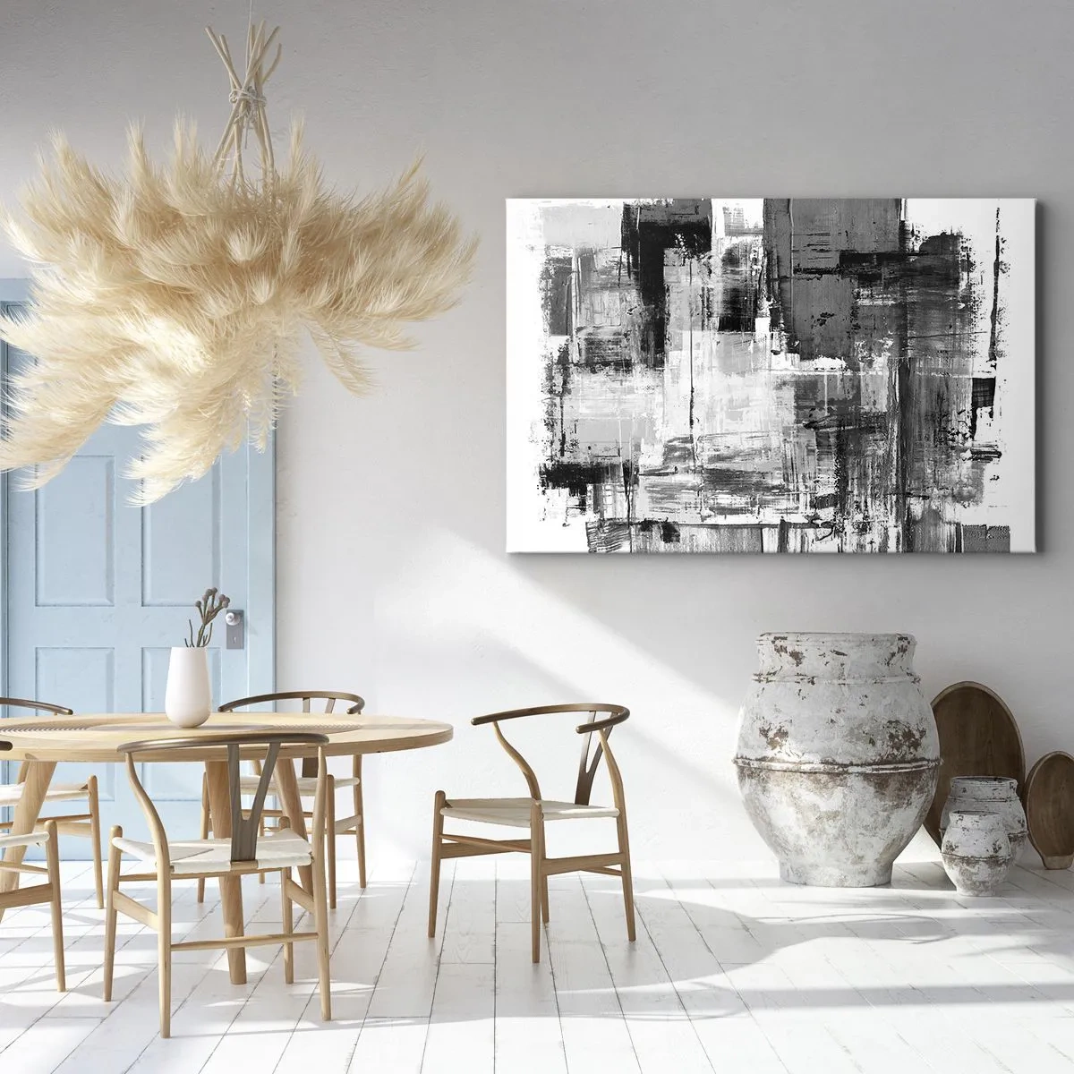 Obraz na plátně - Abstraktní kompozice v černé, bílé a šedé barvě - 70x50cm - Šedé je krásné - Moderní nástěnná dekorace do obývacího pokoje a ložnice ARTTOR
