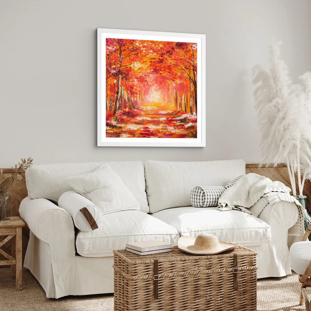 Plakát v bílém rámu - Měděný les - 60x60 cm