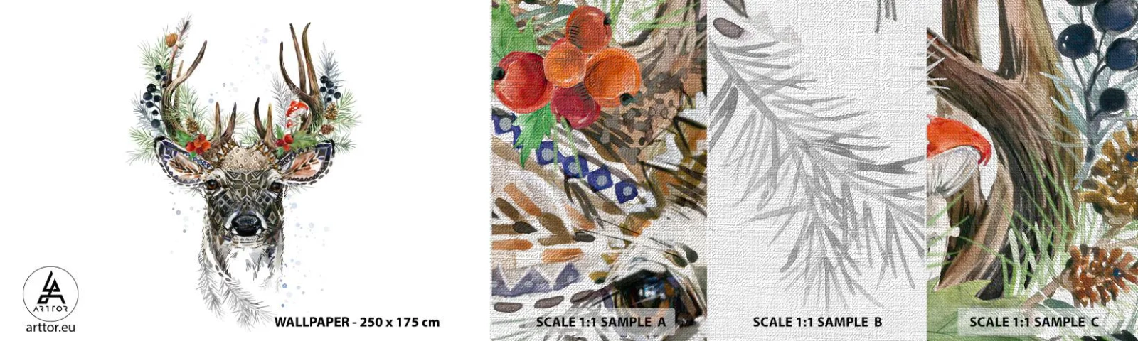 Vzor Fototapety Premium Canvas - Ve slavnostním rouchu - Abstrakce, Jelen, Sob - 100x30 cm