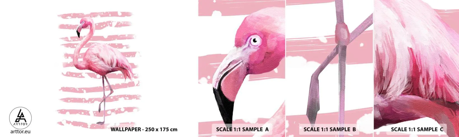 Vzor Fototapety Samolepicí Deluxe Sticker - Důstojně, i když v růžové - Plameňák, Pták, Kus - 100x30 cm