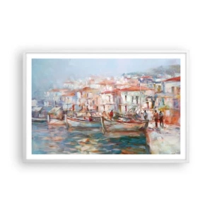 Plakát v bílém rámu - Pastelová dovolená - 91x61 cm