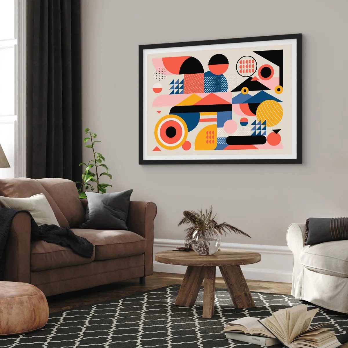 Plakát v černém rámu - Kompozice: pojďme si hrát - 70x50 cm