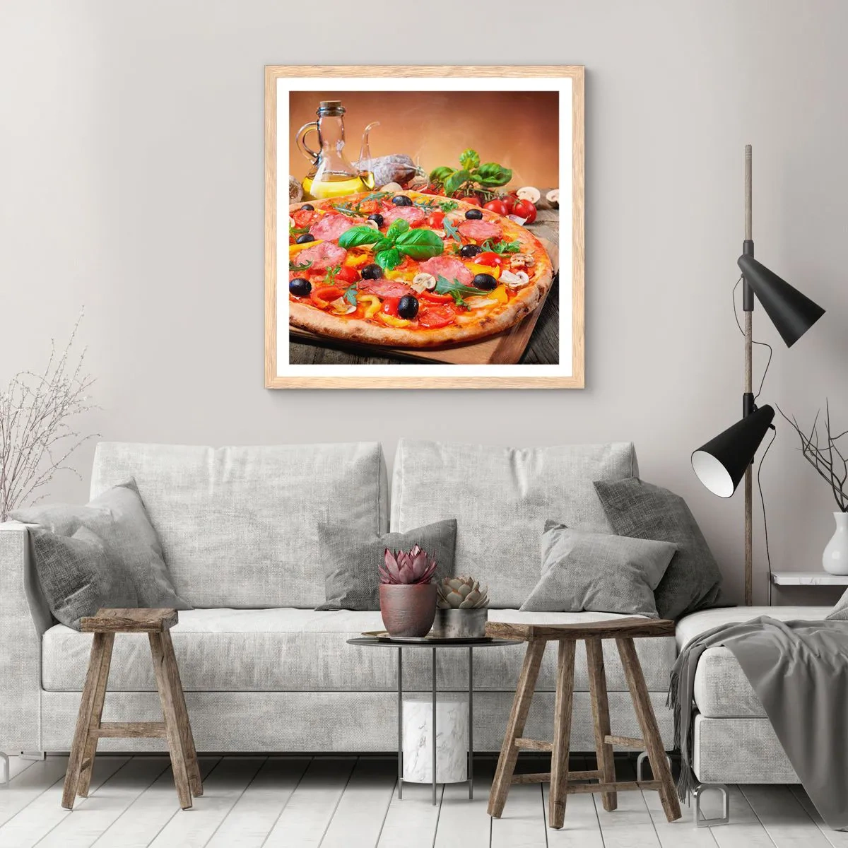 Plakát v rámu světlý dub - Se skutečně italskou chutí - 60x60 cm