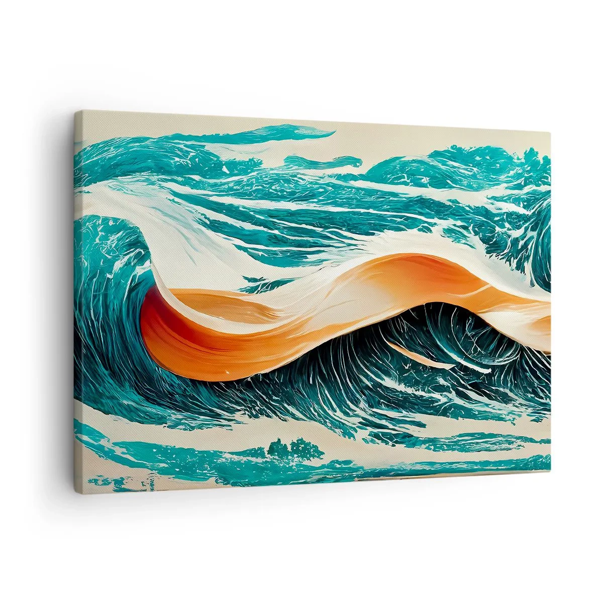 Obraz na plátně - Dynamické mořské vlny s abstraktní stuhou - 70x50cm - Surfařův sen - Moderní nástěnná dekorace do obývacího pokoje a ložnice ARTTOR