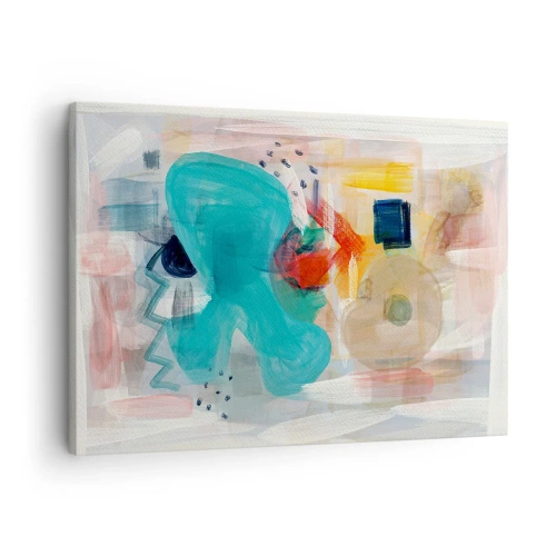 Obraz na plátně - Abstraktní tvary a barvy vytvářejí dynamickou kompozici - 70x50cm - Barevná hra - Moderní nástěnná dekorace do obývacího pokoje a ložnice ARTTOR