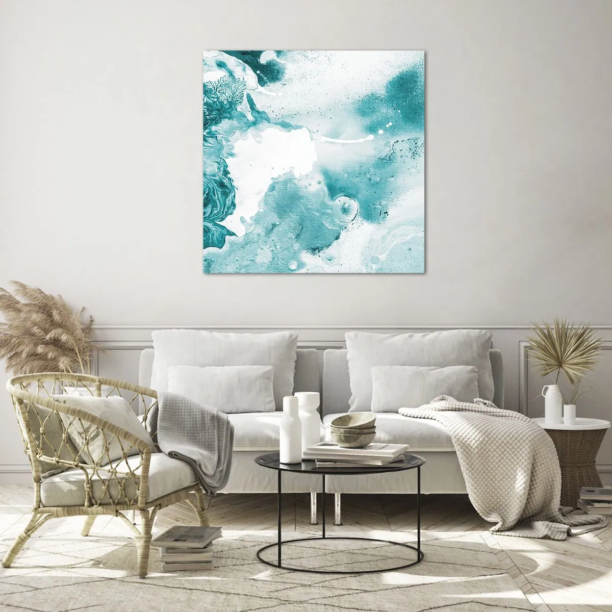 Obraz na skle - Povodí modré - 60x60 cm