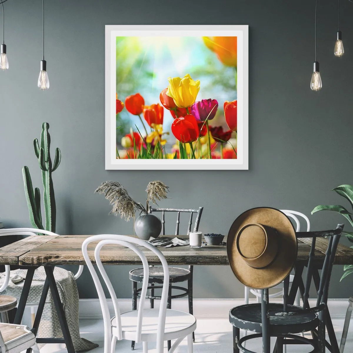 Plakát v bílém rámu - Všechny barvy slunce - 50x50 cm