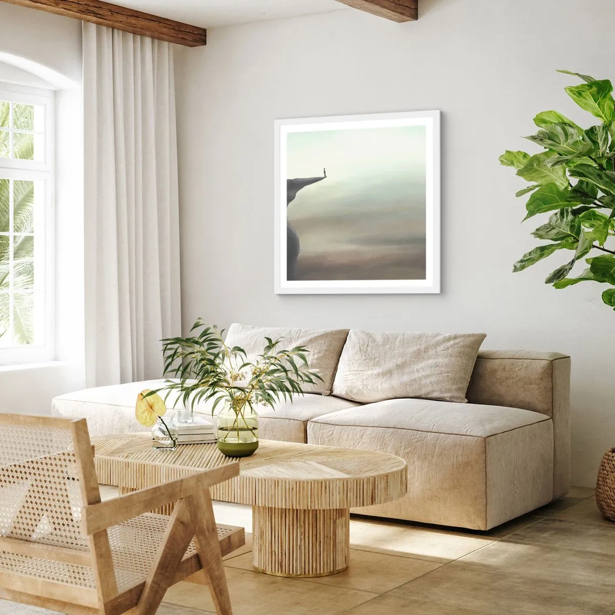 Plakát v bílém rámu - Nahoru, samozřejmě! - 30x30 cm