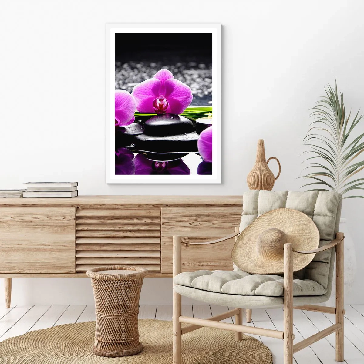 Plakát v bílém rámu - Utonout v tichu a klidu - 61x91 cm