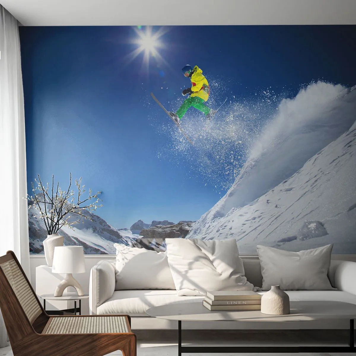 Fototapeta Samolepicí Deluxe Sticker - Tančící s horami - Sport, Lyžování, Zima - 250x175 cm