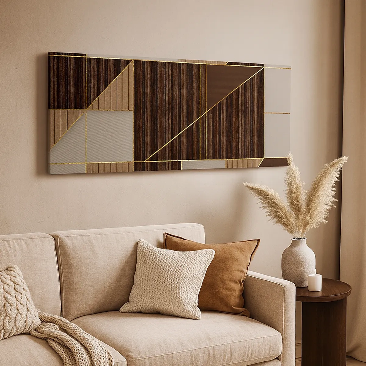 Obraz na plátně - Mozaika hnědé a zlaté - 30x30 cm