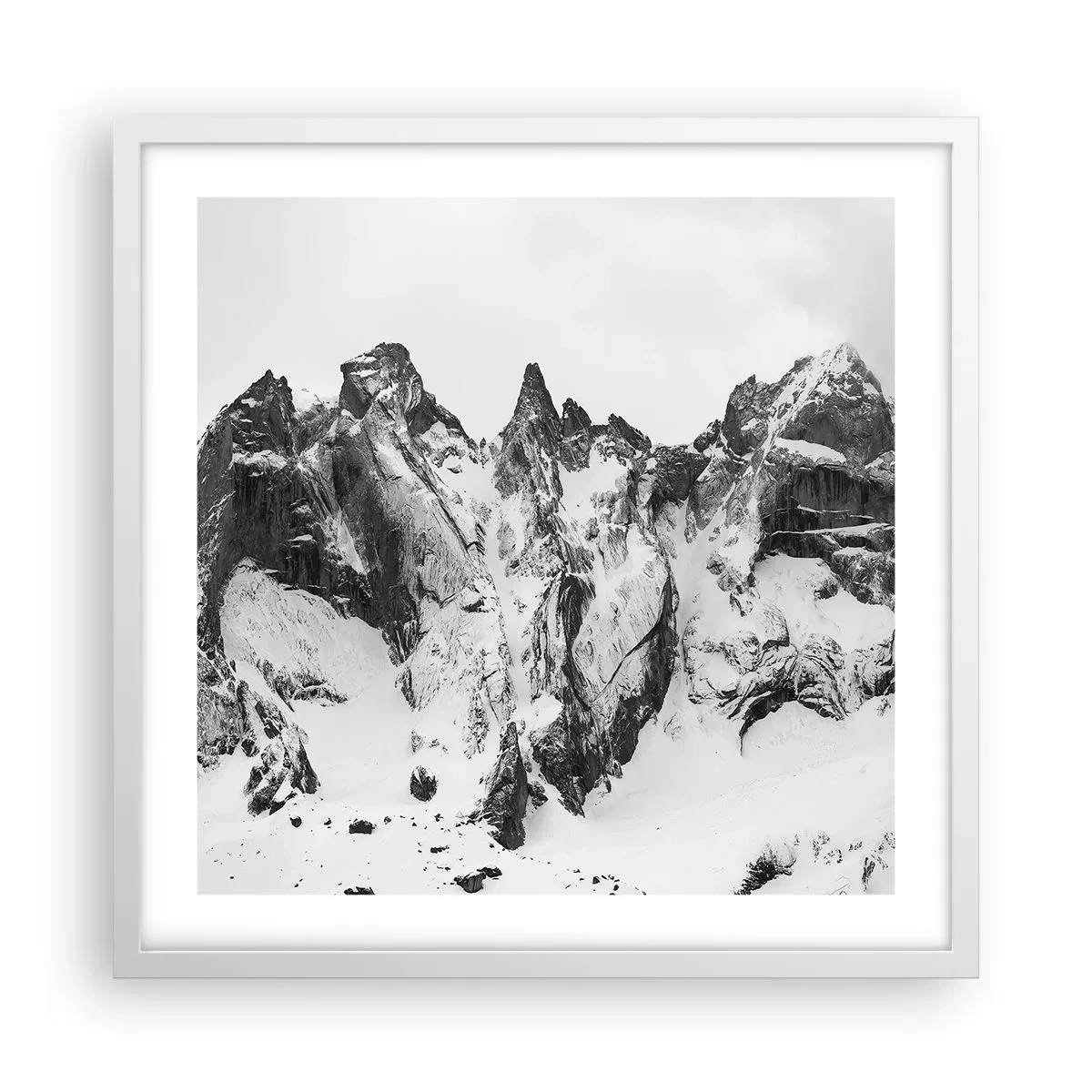 Plakát v bílém rámu - Hrozivý žulový hřeben - 50x50 cm