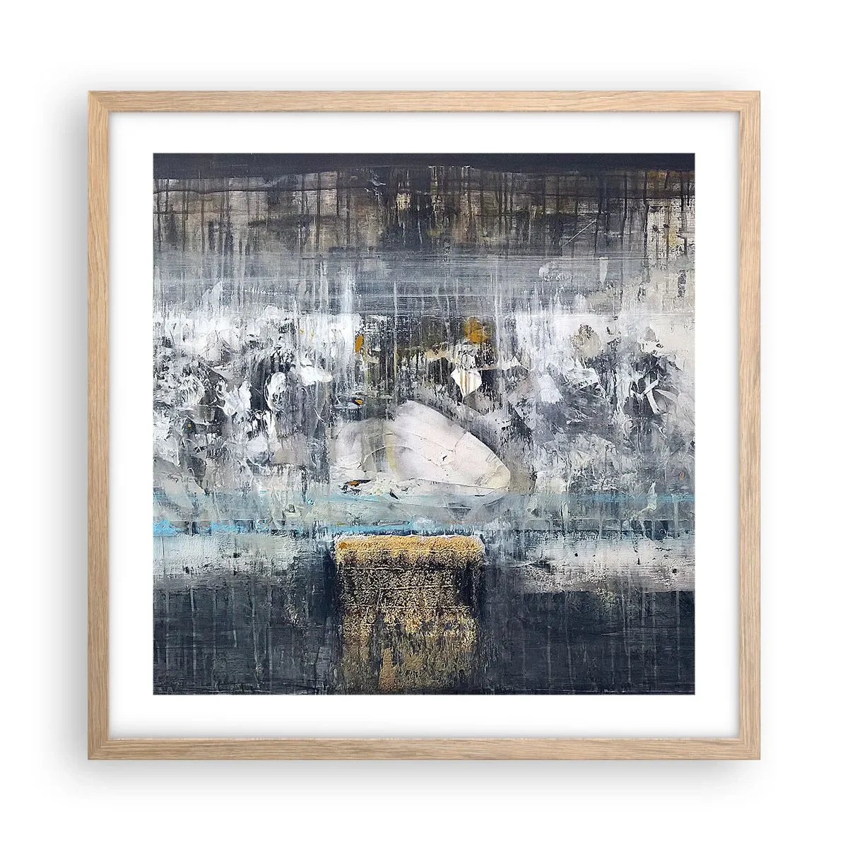 Plakát v rámu světlý dub - Jako na ledě, tak i na hroudě - 50x50 cm