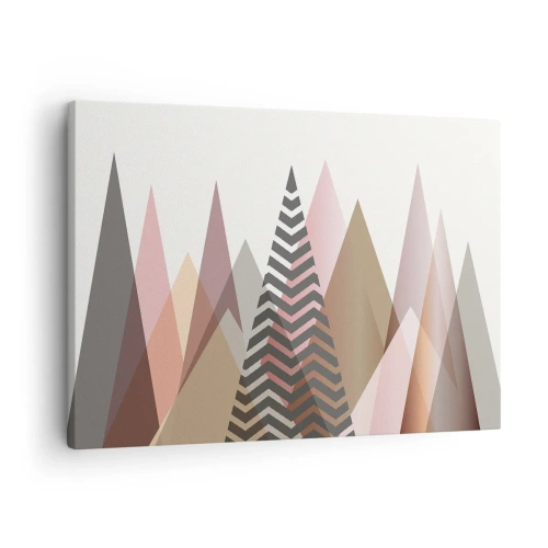 Obraz na plátně - Barevné geometrické hory v pastelových odstínech - 70x50cm - Pyramidální pohled - Moderní nástěnná dekorace do obývacího pokoje a ložnice ARTTOR