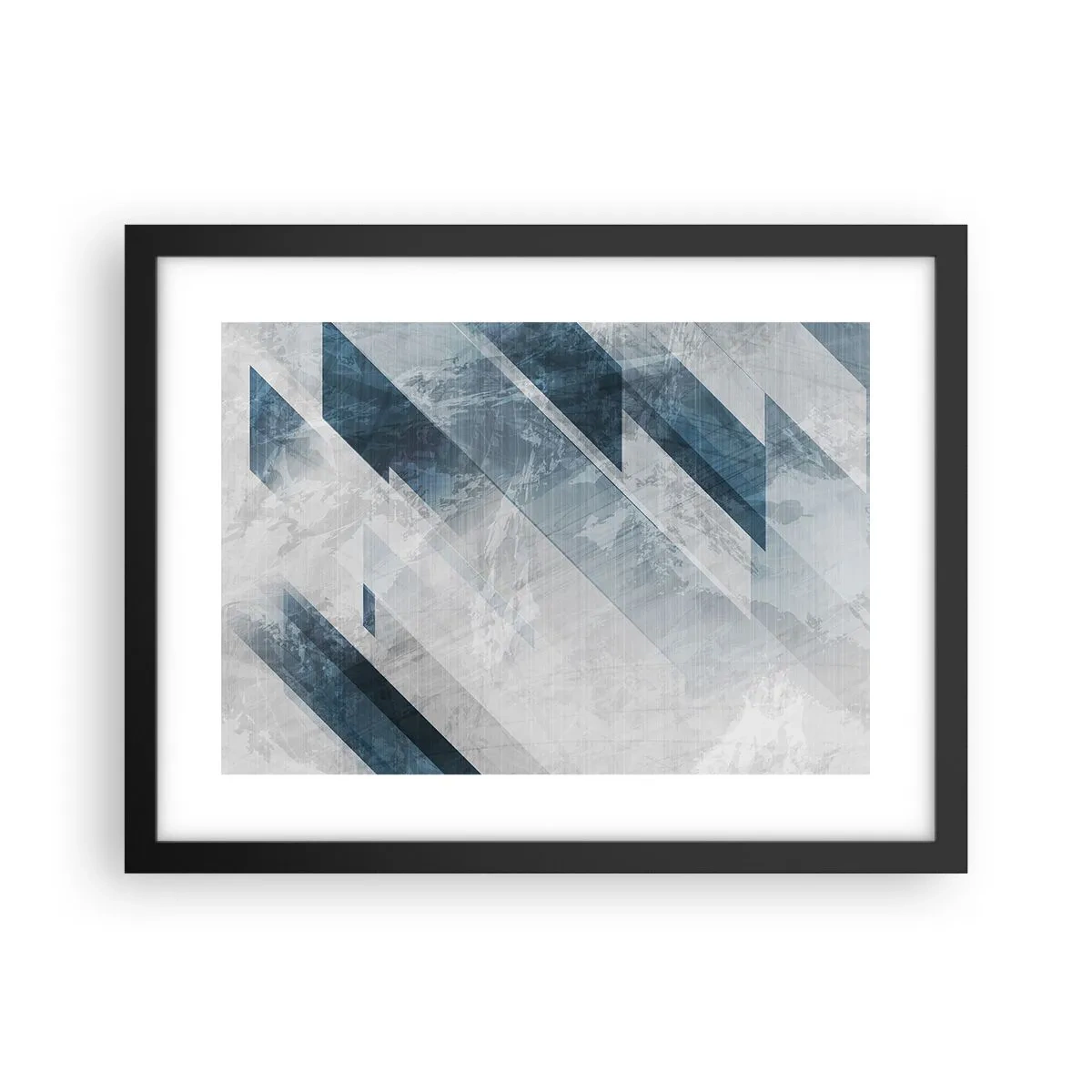 Plakát v černém rámu - Prostorová kompozice – pohyb šedé - 40x30 cm
