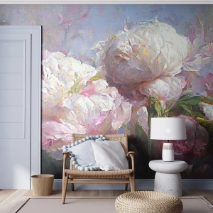 Fototapeta Premium Canvas - Kytice překypující životem - Květiny, Pivoňky, Klasicismus - 150x105 cm