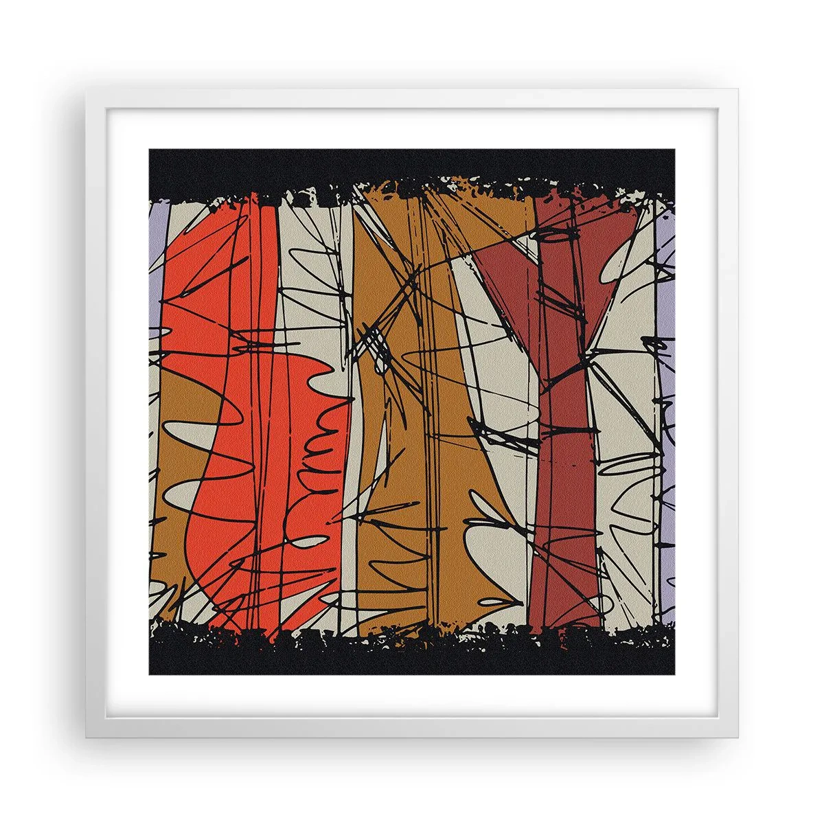 Plakát v bílém rámu - Spontánní kompozice - 50x50 cm