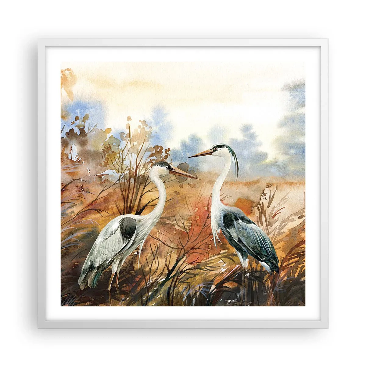 Plakát v bílém rámu - Kam na podzim? - 60x60 cm