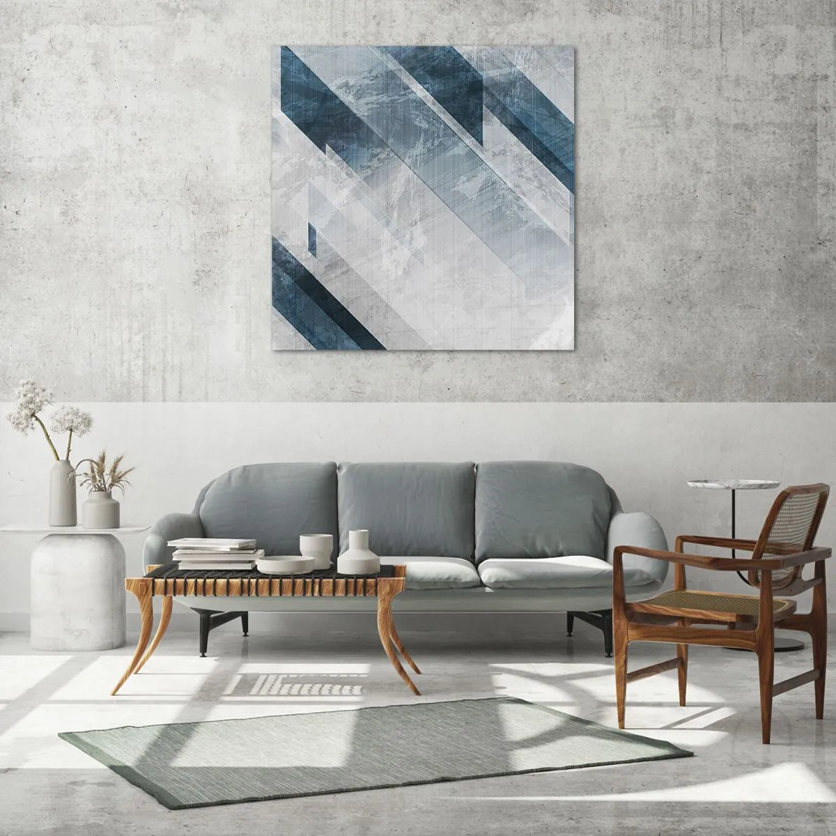 Obraz na skle - Prostorová kompozice – pohyb šedé - 70x70 cm