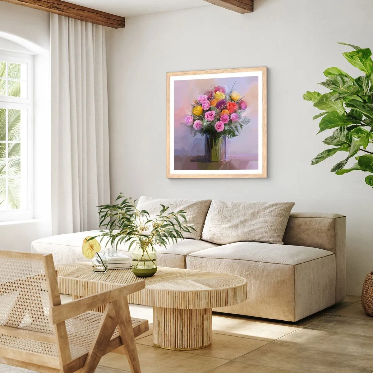 Plakát v rámu světlý dub - Zachycená krása - 60x60 cm