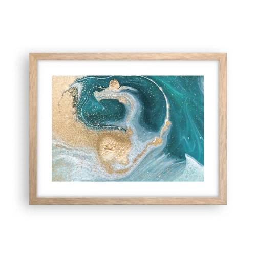 Plakát v rámu světlý dub - Vír zlaté a tyrkysové - 40x30 cm