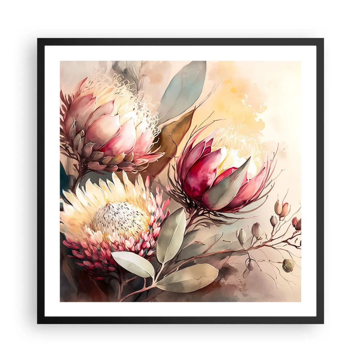 Plakát v černém rámu - Z profilu a en face - 60x60 cm