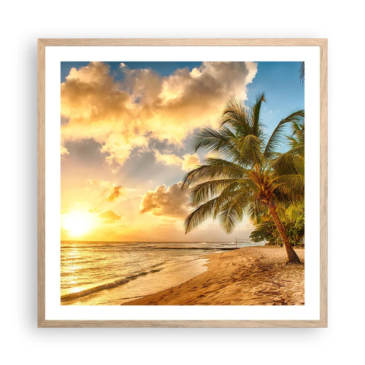 Plakát v rámu světlý dub - Věčné léto, vždy prázdniny - 60x60 cm